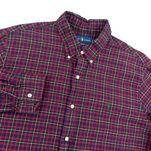 Polo Ralph Lauren Mens XL Classic Fit Plaid Button Down Shirt Navy Red Green